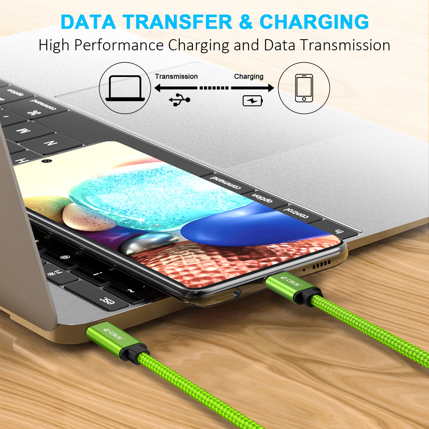 CBUS 10ft USB-C to USB-C Braided Cable — Green