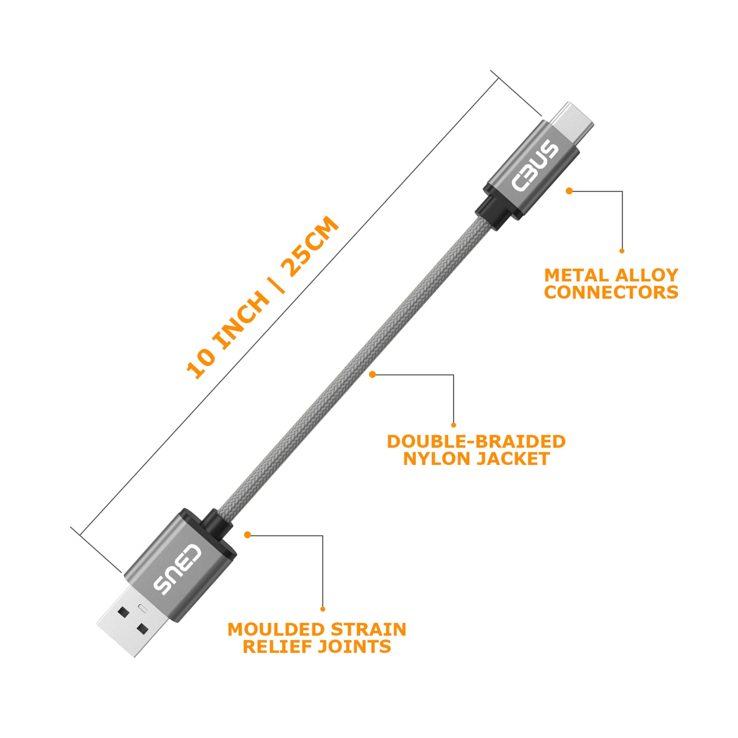 Short Length USB-C 3.2 Gen 1 to USB-A 3.0 Cable (Space Gray)