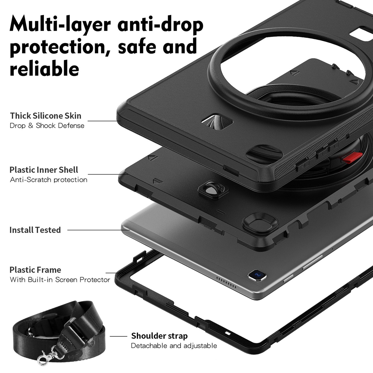 Galaxy Tab A7 Lite Case w/ Built-in Screen Protector and Stand | Heavy Duty