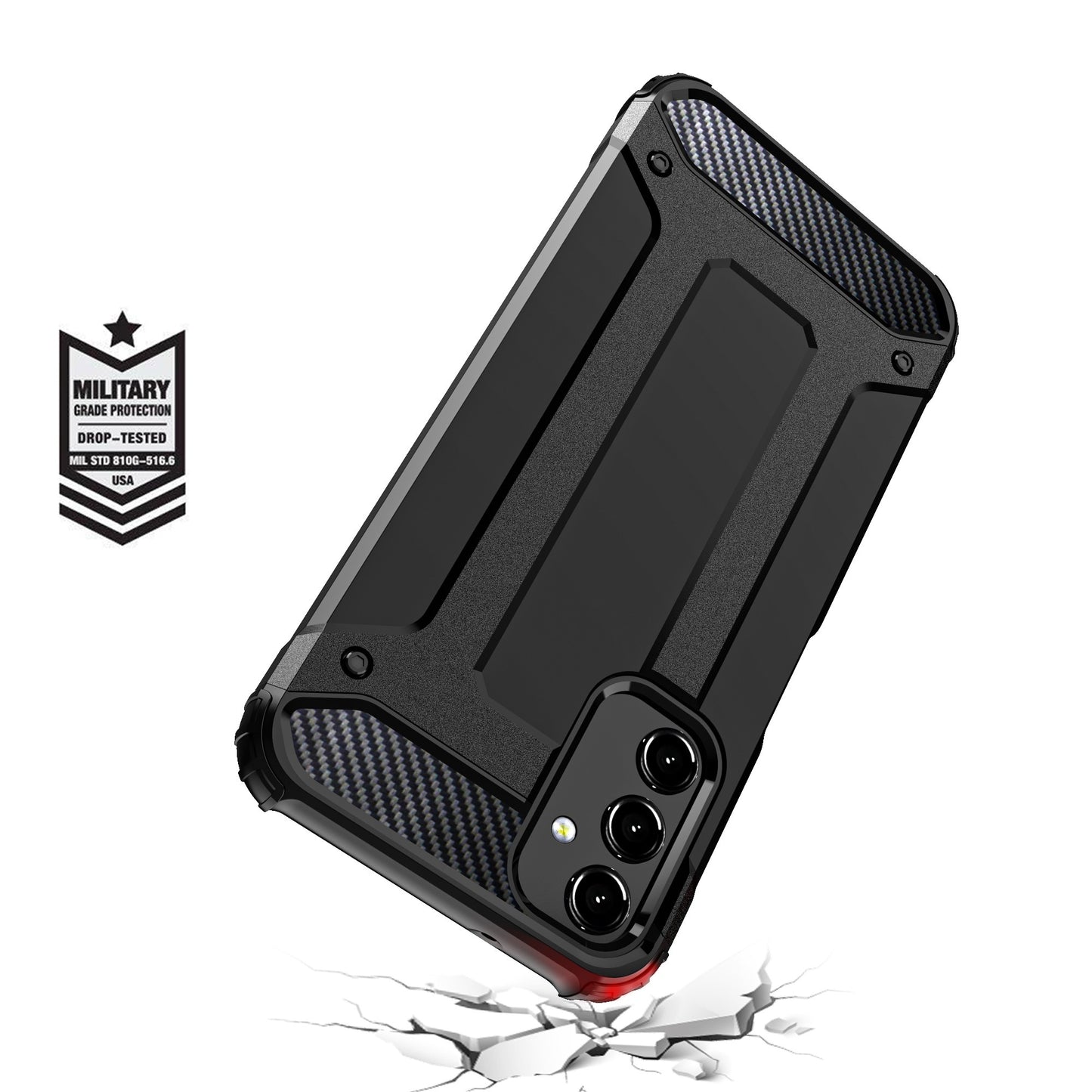 Armor Case Cover for Samsung Galaxy A16 5G + Glass Screen Protector (Black)