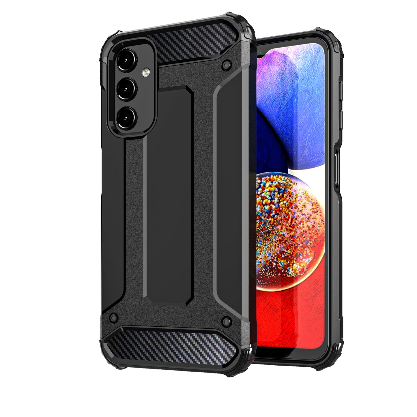 Armor Case Cover for Samsung Galaxy A16 5G + Glass Screen Protector (Black)
