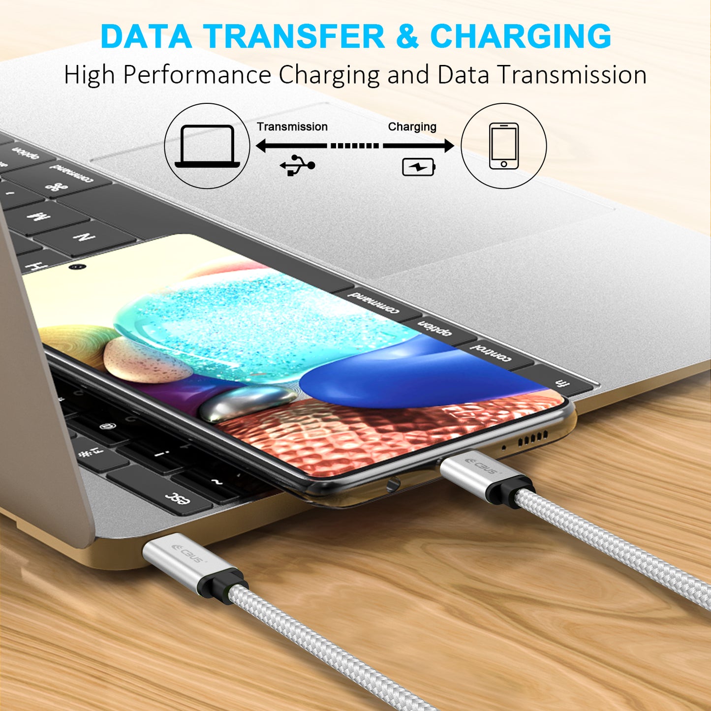 CBUS 10ft USB-C to USB-C Braided Cable — Silver