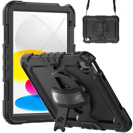 iPad 11 Inch (A16) 2025 Case Heavy Duty Shockproof with Screen Protector, 360° Stand & Shoulder Strap