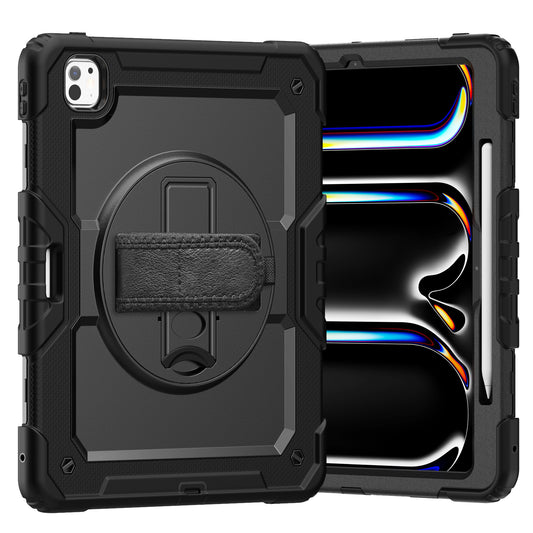 Case for iPad Pro 11 Inch M5 2025 / M4 2024 — Heavy Duty Shockproof with Screen Protector, 360° Stand & Shoulder Strap