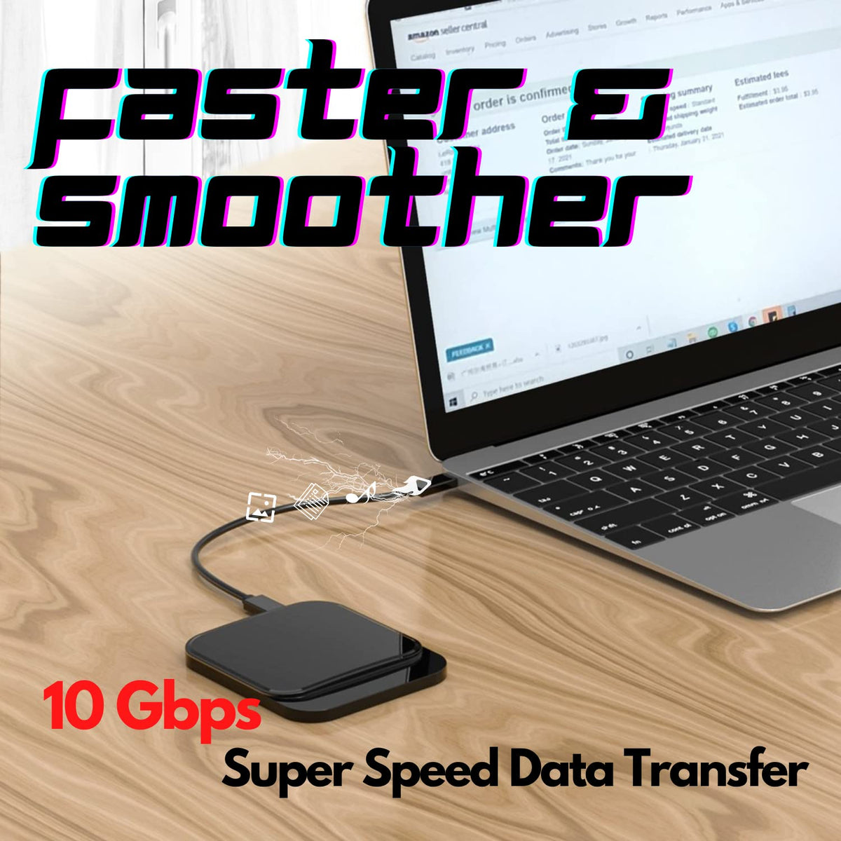 (10-inch Short USB 3.2 Gen 2 USB-C to USB-C Power Delivery Cable