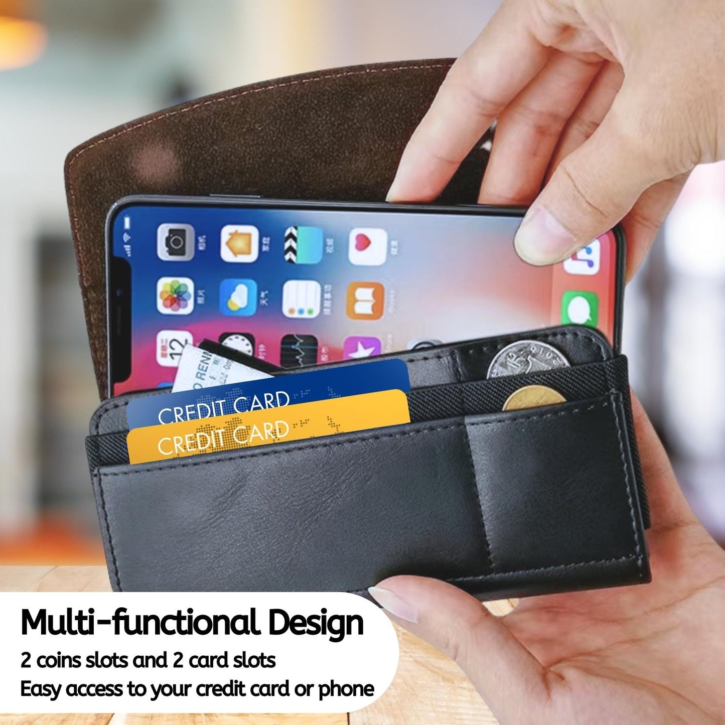 Leather Holster Phone Case with Belt Clip for iPhone, Samsung, Motorola, Pixel, TCL (Fits w/Otterbox Commuter Case)
