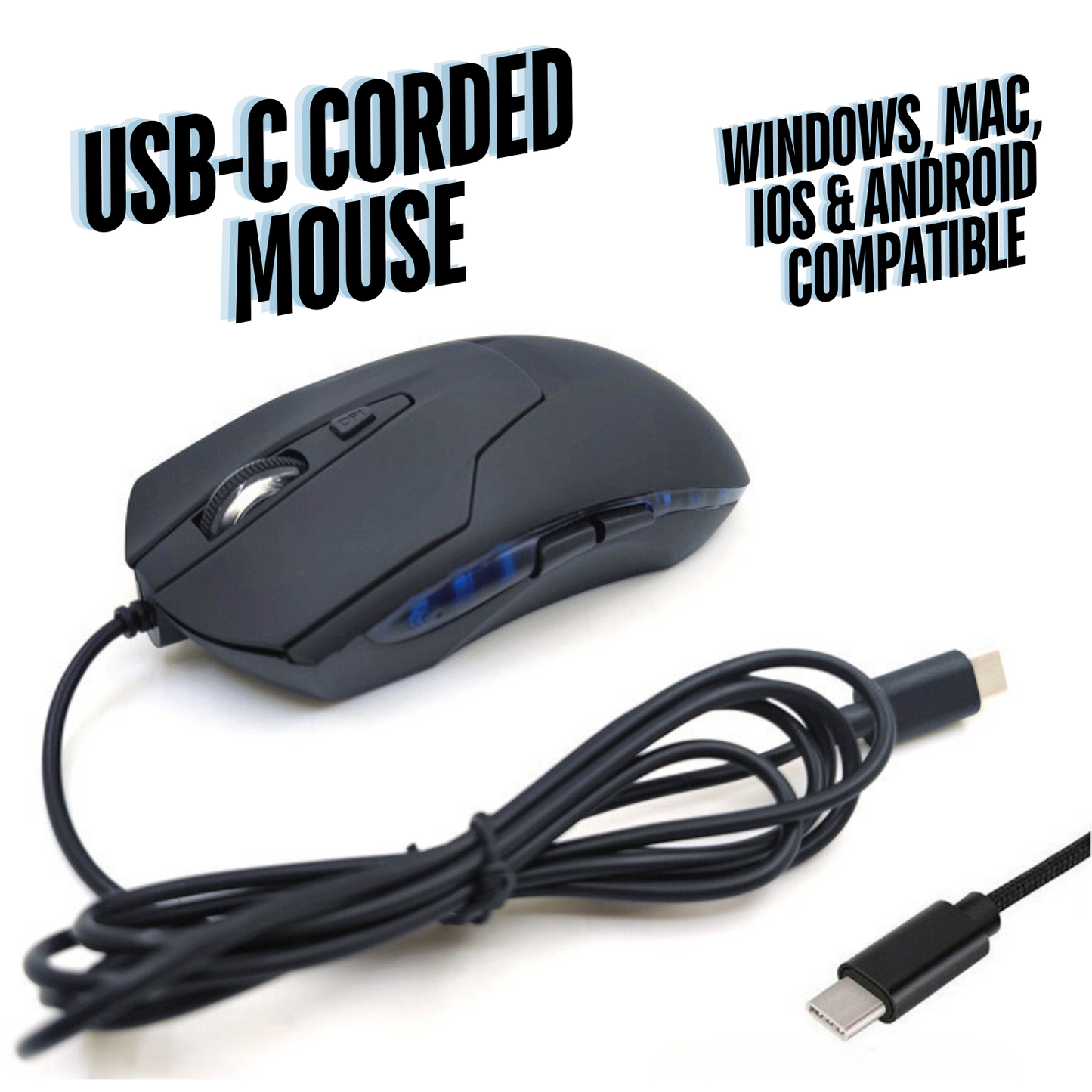 Wired USB-C Mouse, 6-Button Quiet Click Computer Mouse - Silent Gaming Mouse Type-C
