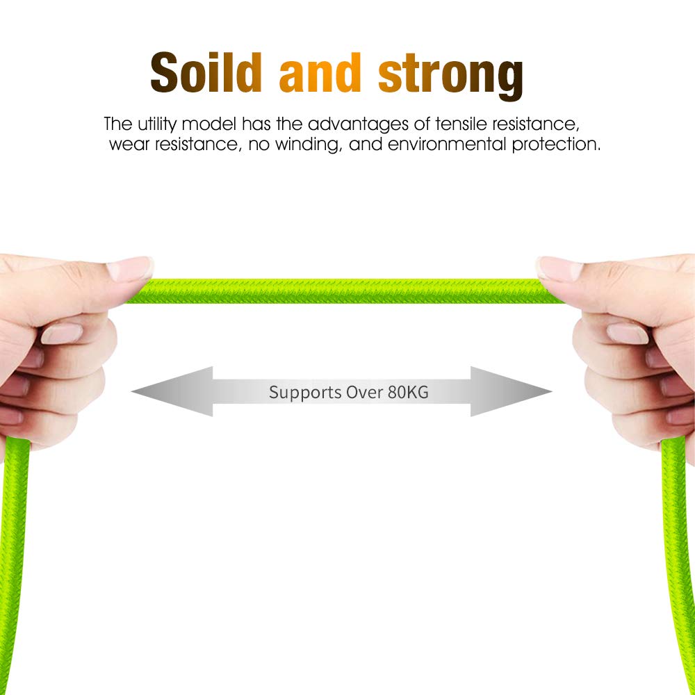 [3-Pack] 6ft Heavy-Duty Double Braided Fast Charging USB-C Cable (Green, Blue, Purple)