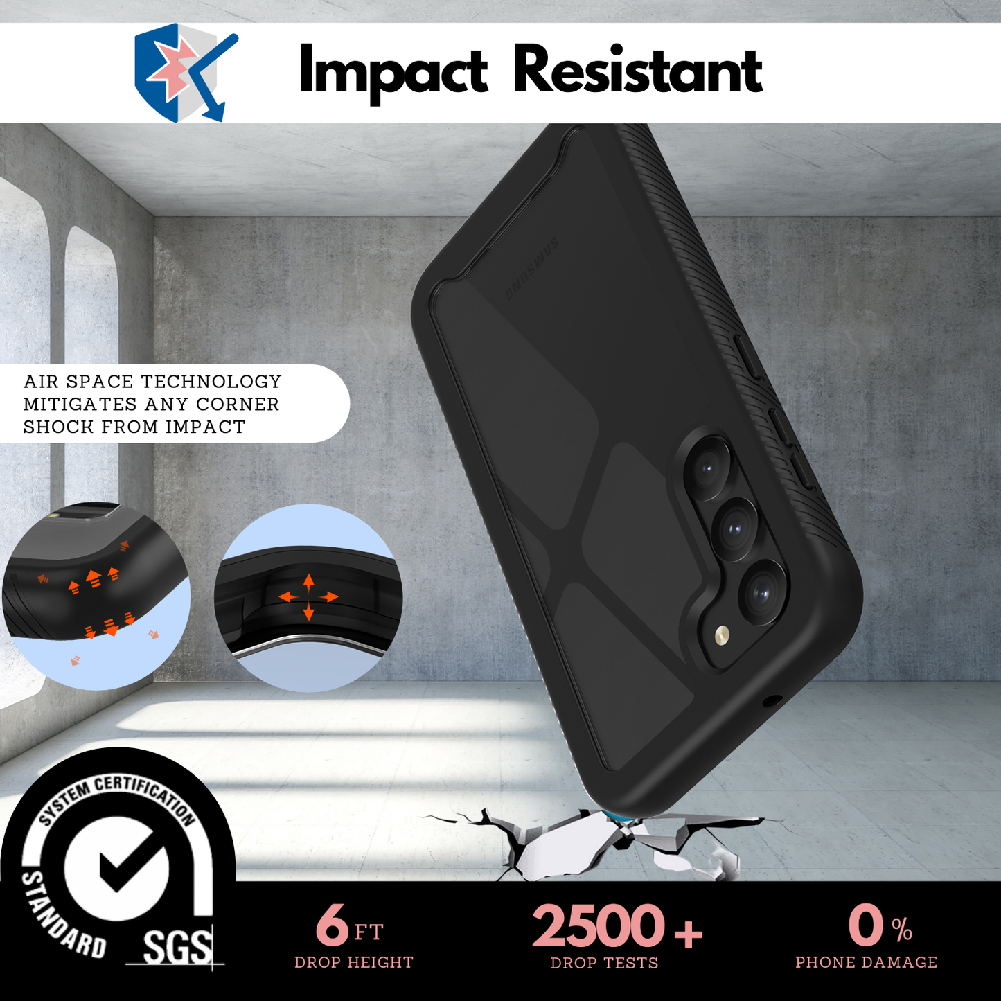 Galaxy S23 Case, Heavy-Duty Case with Built-in Screen Protector for Samsung Galaxy S23