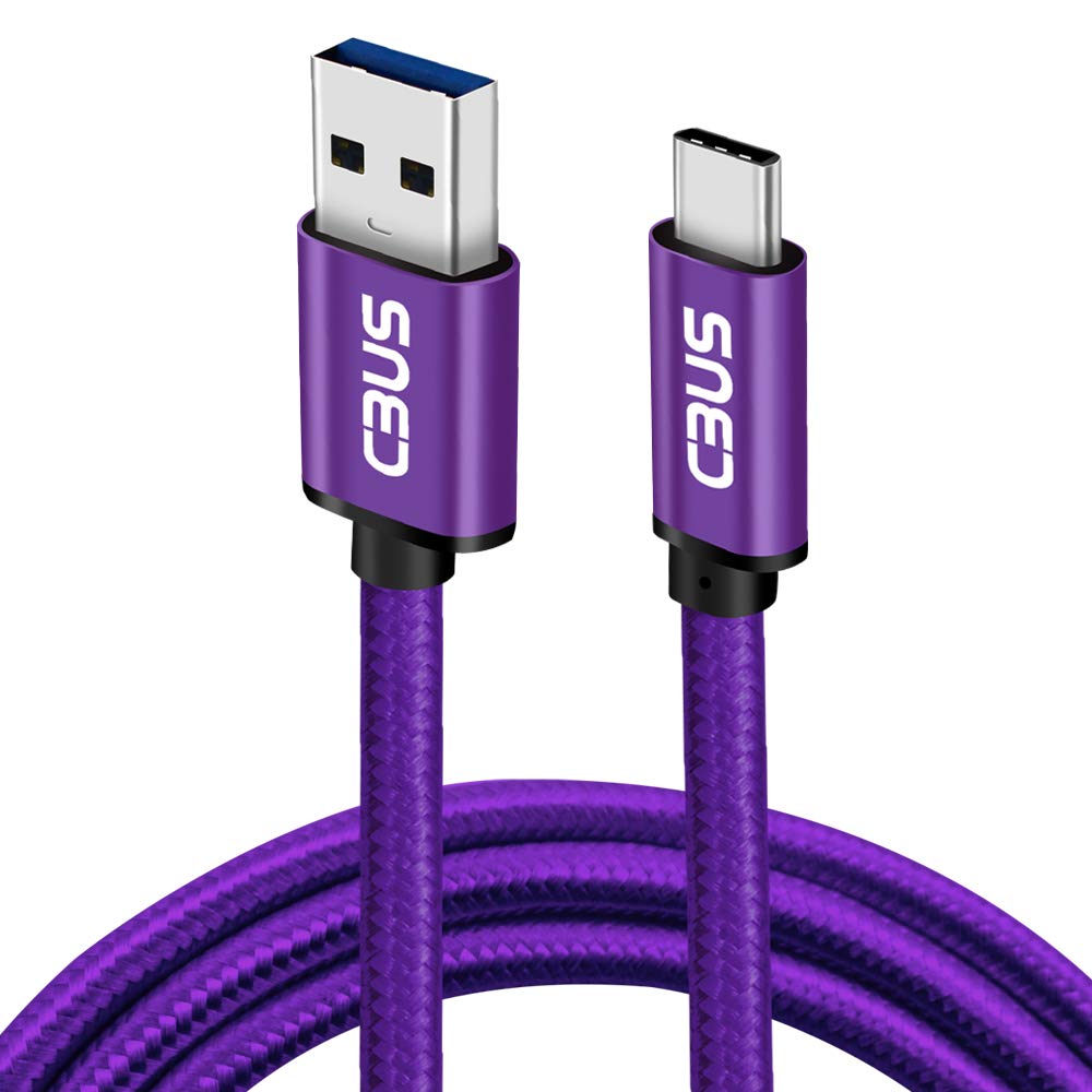 [3-Pack] 6ft Heavy-Duty Double Braided Fast Charging USB-C Cable (Green, Blue, Purple)