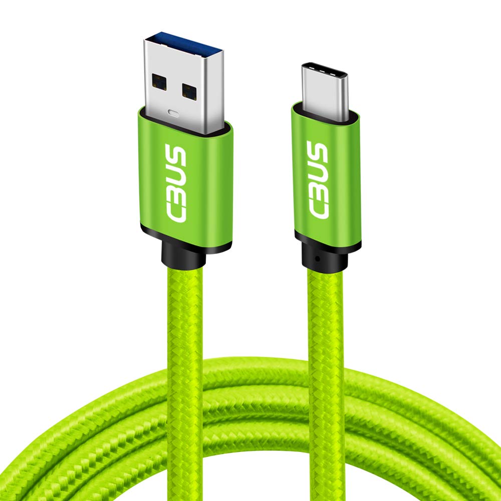 [3-Pack] 6ft Heavy-Duty Double Braided Fast Charging USB-C Cable (Green, Blue, Purple)