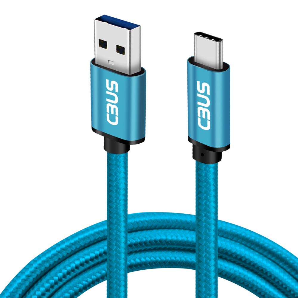 [3-Pack] 6ft Heavy-Duty Double Braided Fast Charging USB-C Cable (Green, Blue, Purple)