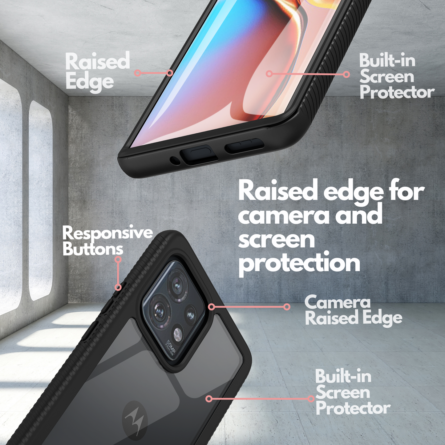 Motorola Edge Plus 2023 Phone Case - Heavy-Duty Case for Motorola Edge Plus 2023 (Black)