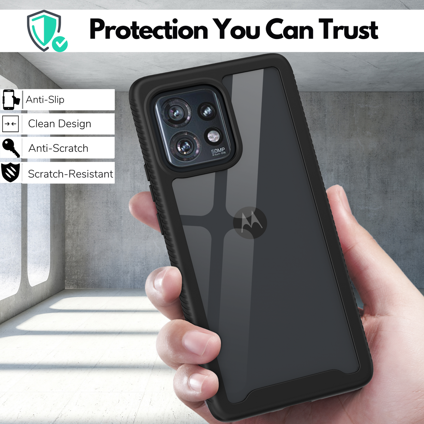 Motorola Edge Plus 2023 Phone Case - Heavy-Duty Case for Motorola Edge Plus 2023 (Black)