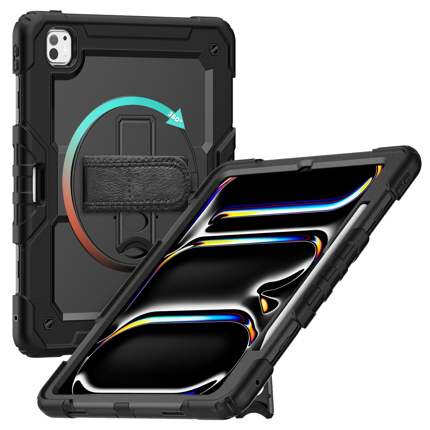 Case for iPad Pro 11 Inch M5 2025 / M4 2024 — Heavy Duty Shockproof with Screen Protector, 360° Stand & Shoulder Strap