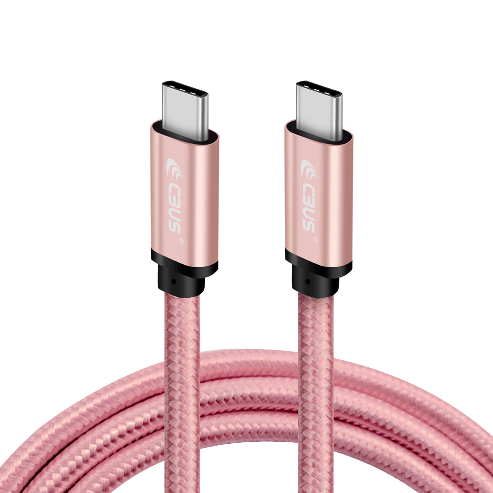CBUS 10ft USB-C to USB-C Braided Cable — Pink Rose Gold