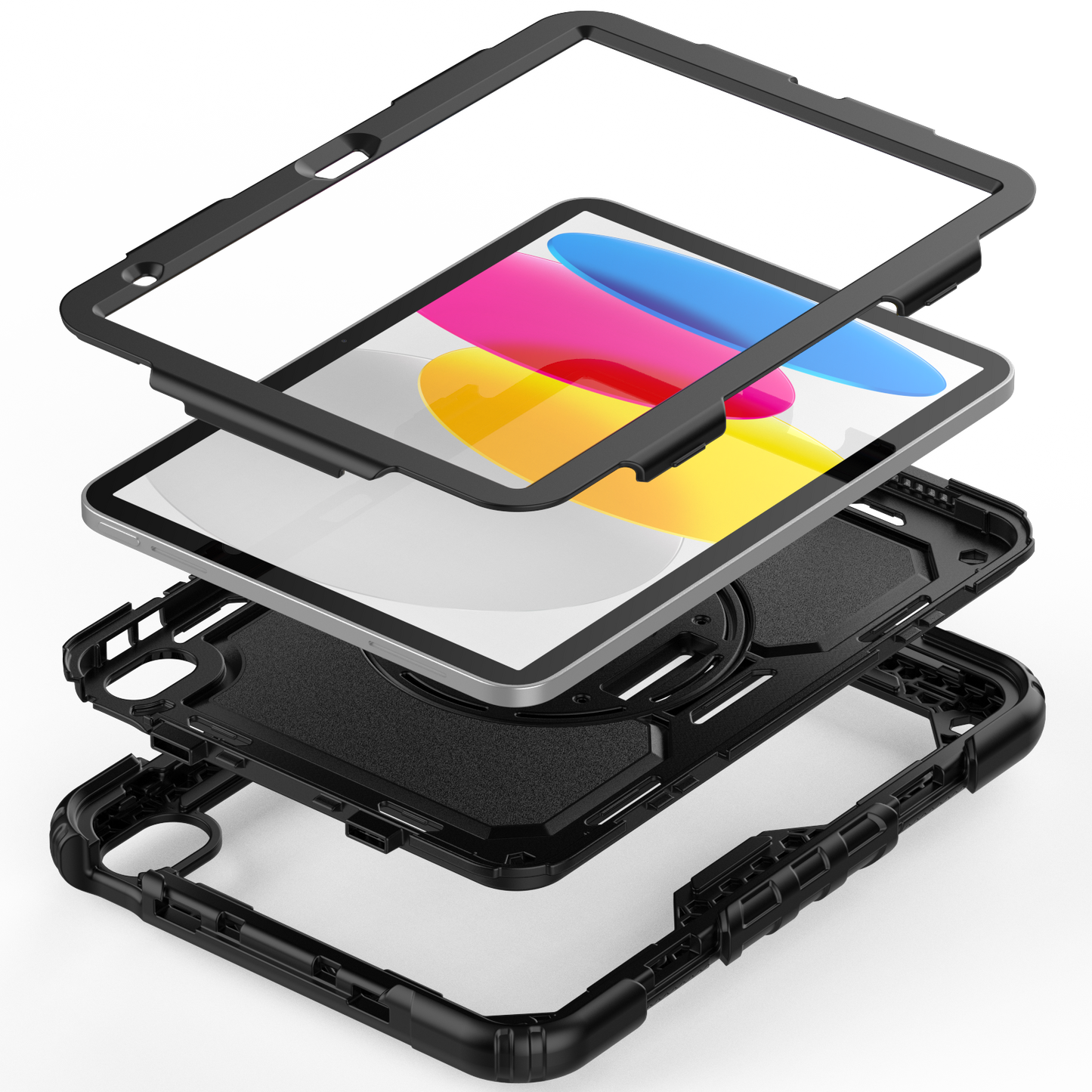 iPad 11 Inch (A16) 2025 Case Heavy Duty Shockproof with Screen Protector, 360° Stand & Shoulder Strap