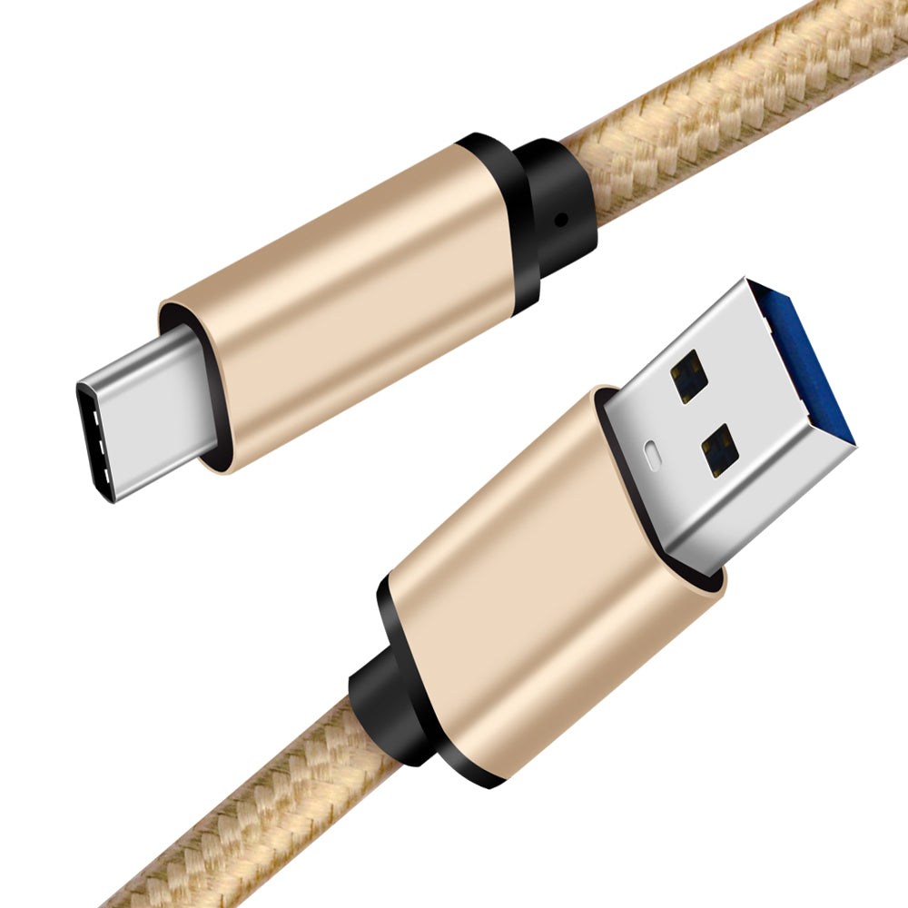6ft Heavy-Duty Double Braided Fast Charging USB-C Cable (Beige Gold)