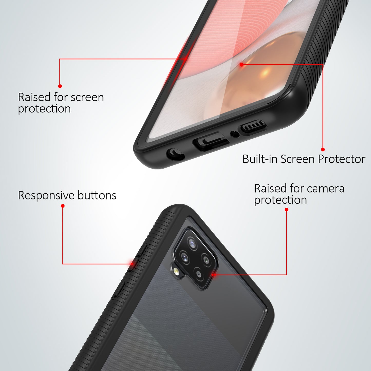 Heavy-Duty Case with Built-in Screen Protector for Samsung Galaxy A42 5G