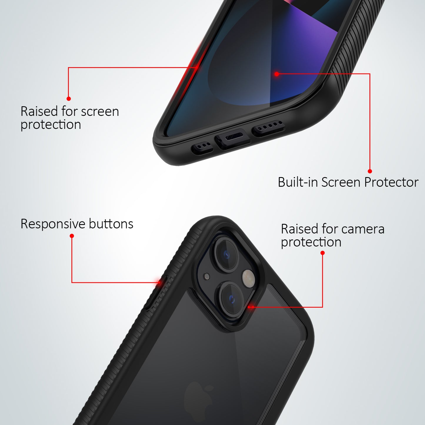 Heavy-Duty Case with Built-in Screen Protector for iPhone 13