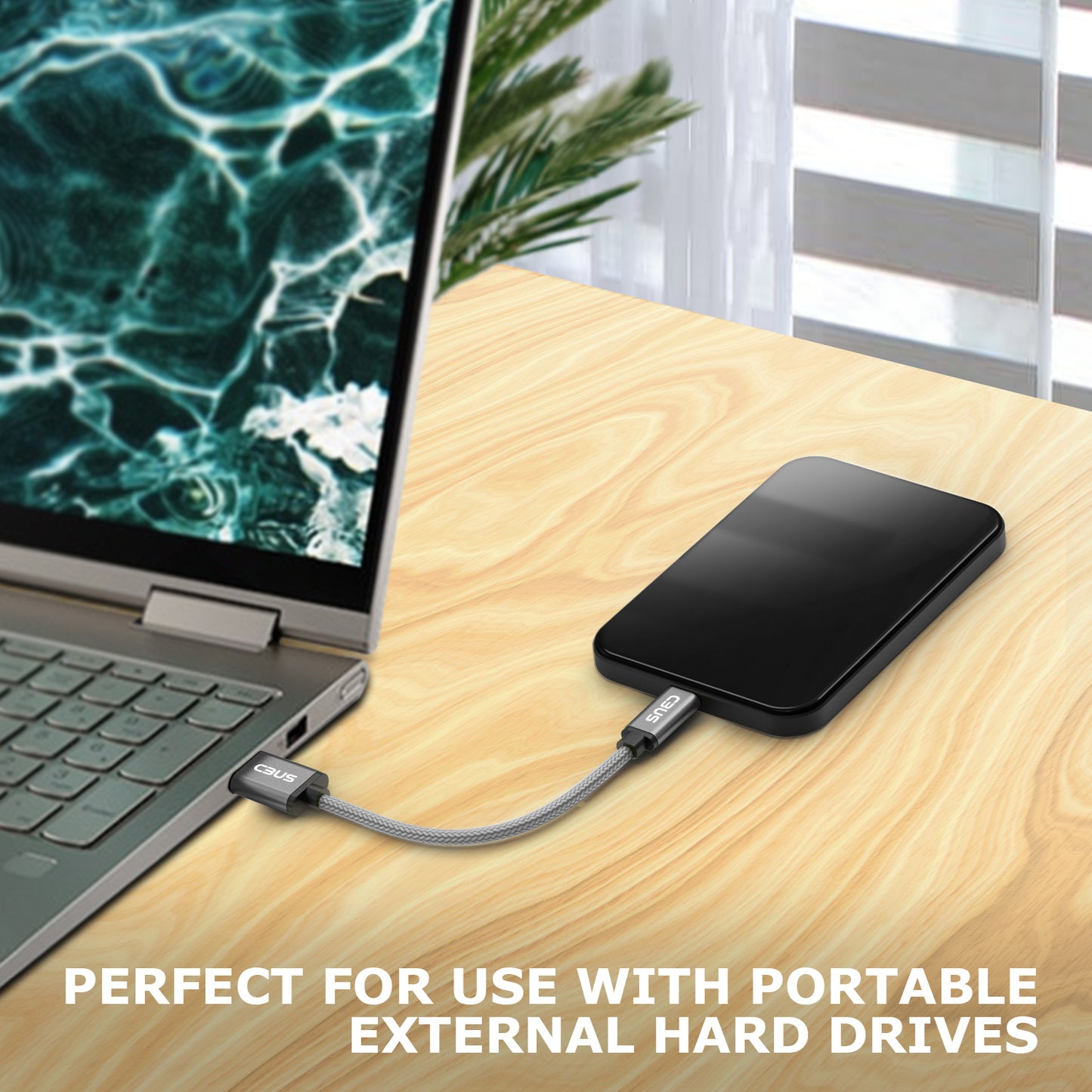 Short Length USB-C 3.2 Gen 1 to USB-A 3.0 Cable (Space Gray)