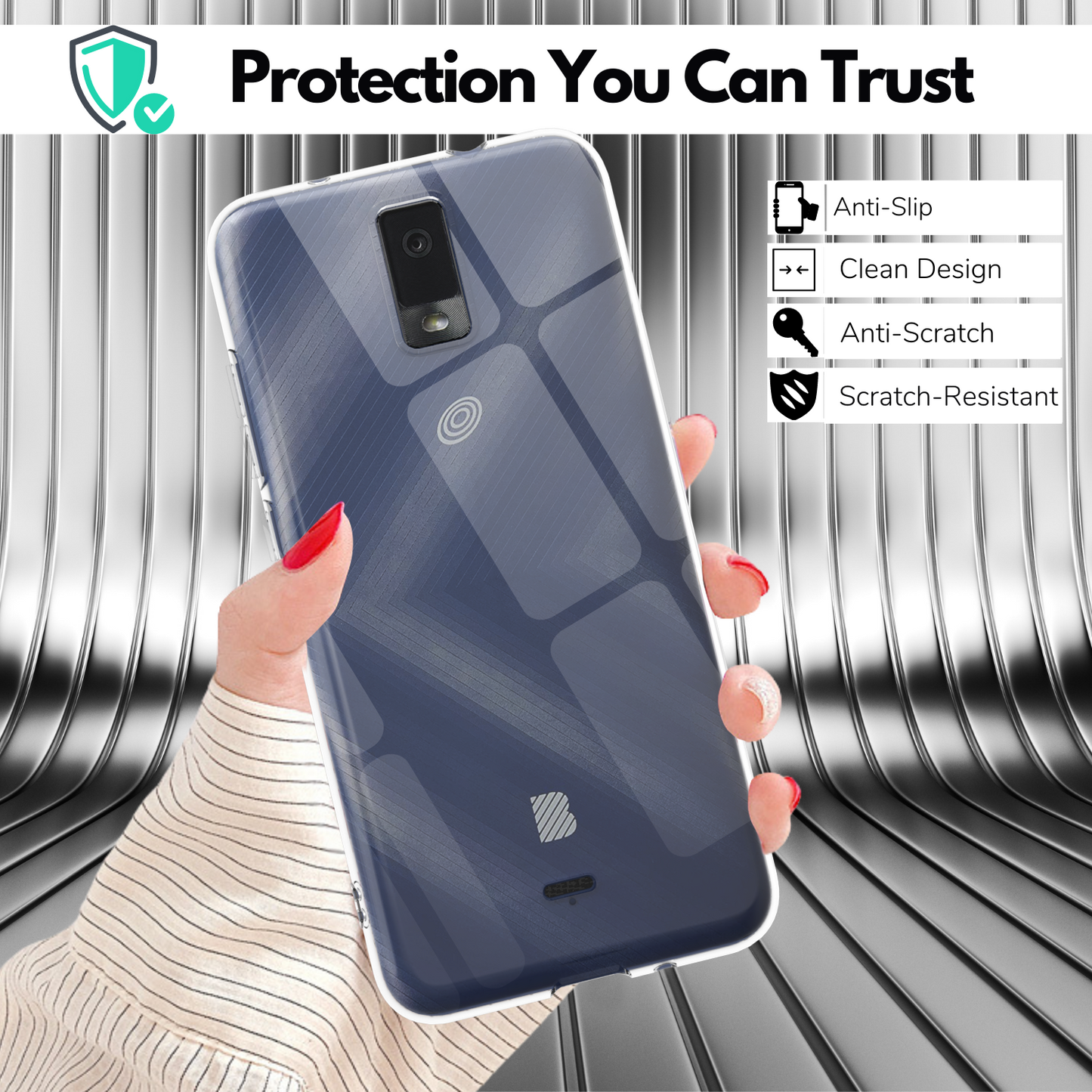 Clear Flex-Gel Case + 2x Glass Screen Protector for BLU View 3