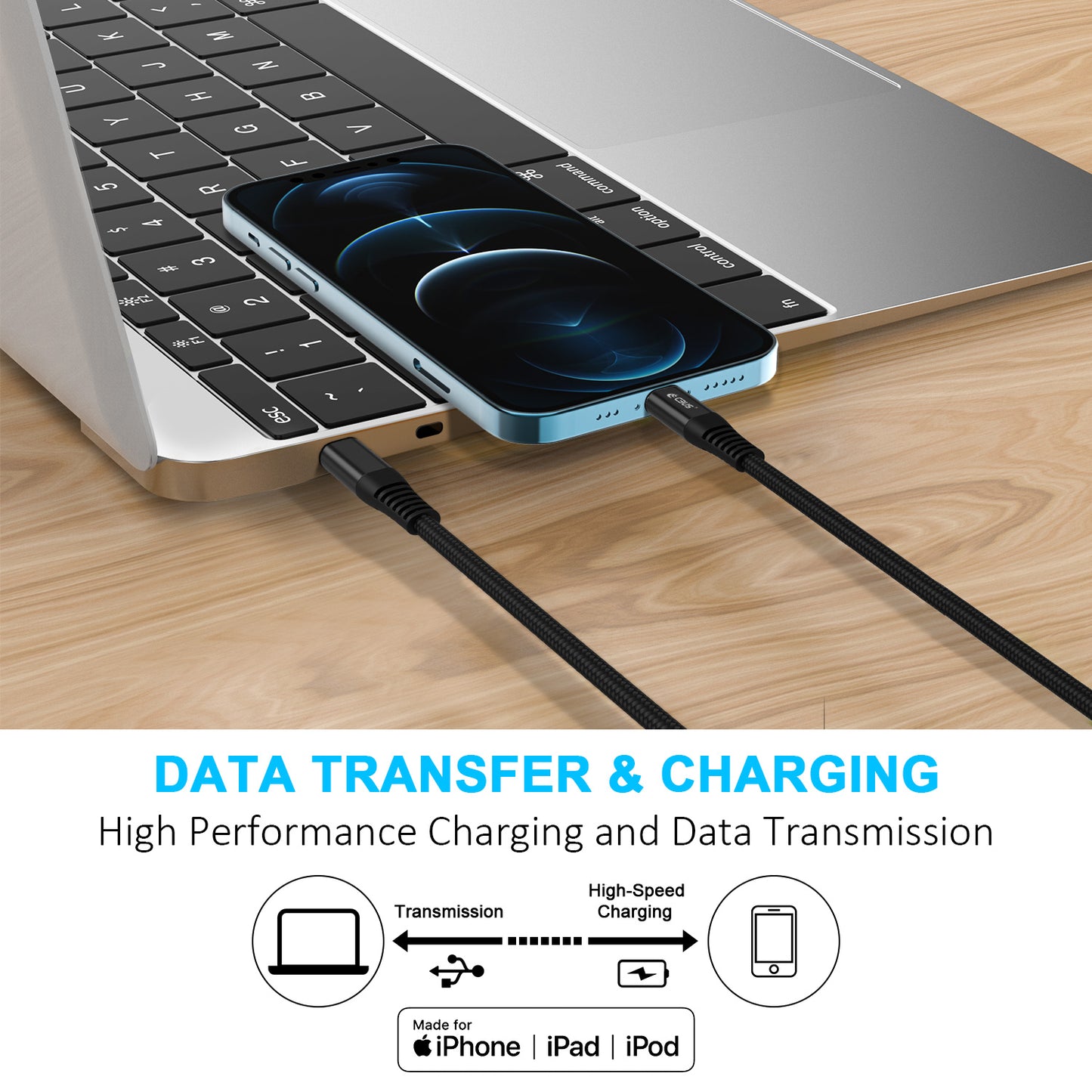 20W Fast Charging Power Cube + 10ft Lightning Cable for iPhone, iPad (MFi Certified)