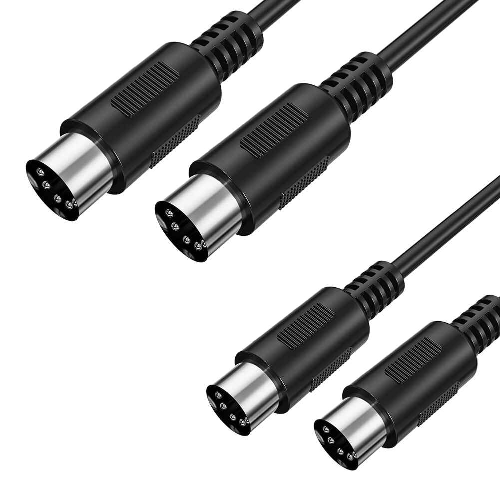MIDI Cable (2-Pack) 10ft Male to Male 5-Pin MIDI Cable for Keyboard Synthesizer, Controllers, Rack Synth, Sampler, Drum Machines