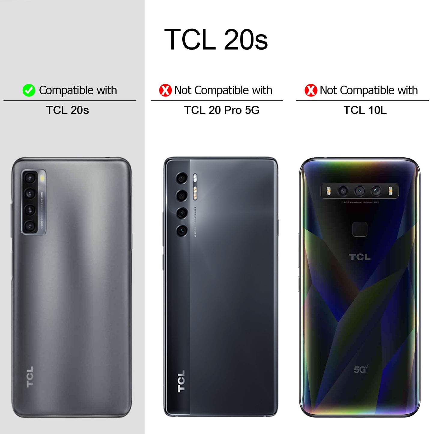 Heavy-Duty Case with Built-in Screen Protector for TCL 20s